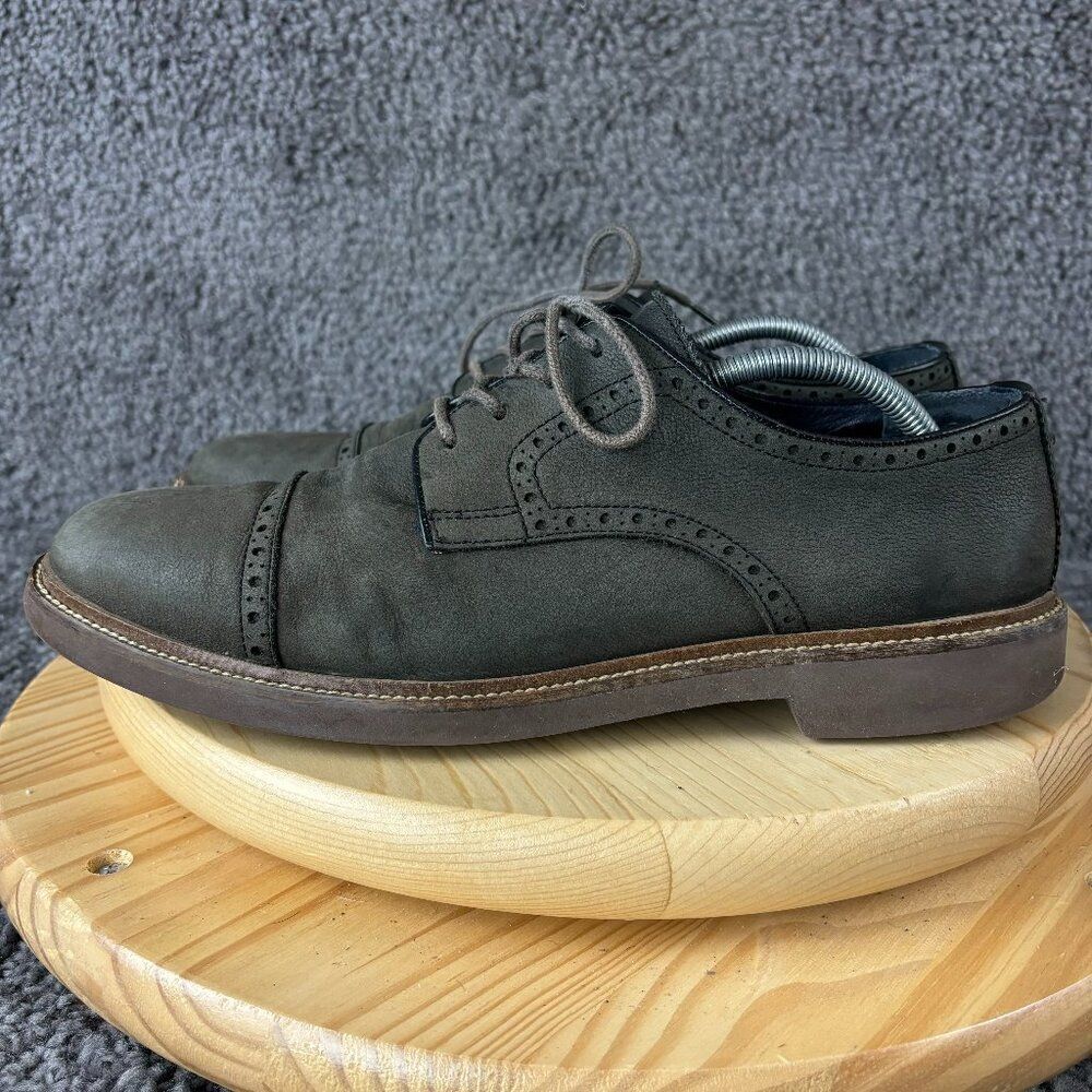 Cole Haan Carver Cap OX II Derby Mens 11 Leather Gray Brogue Oxford Dress Shoe